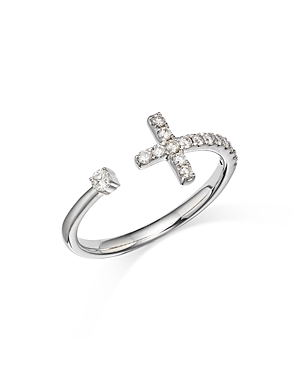 Bloomingdale's Diamond Cross Cuff Ring in 14K White Gold, 0.30 ct. t.w. - 100% Exclusive