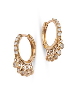 Bloomingdale's Fine Collection Diamond Dangling Bezel Hoop Earrings in 14K Yellow Gold, 0.46 ct. t. w. - Exclusive