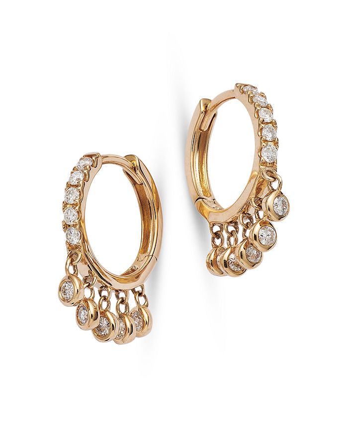 Bloomingdale's Diamond Dangling Bezel Hoop Earrings in 14K Yellow Gold ...
