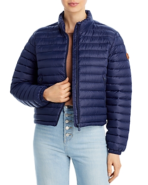 Save The Duck Neha Cropped Puffer Jacket In Navy Blue