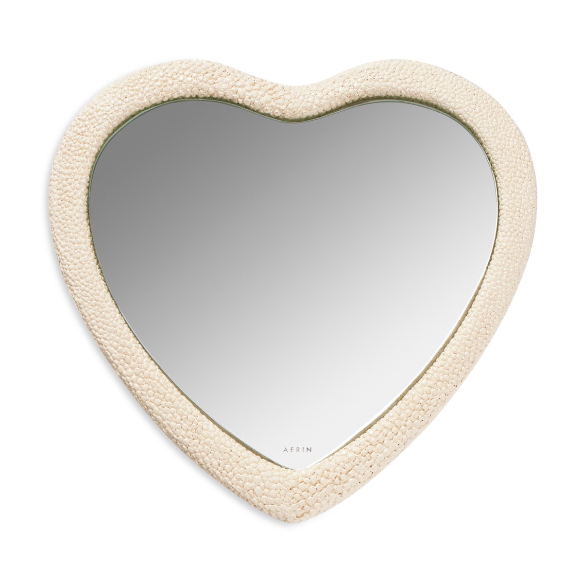 Aerin Faux Shagreen Heart Hand Mirror in Cream