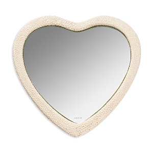Aerin Faux Shagreen Heart Hand Mirror In Cream