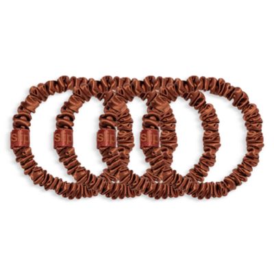 Pure Silk Back to Basics Skinny Scrunchies in Auburn, Set of 4