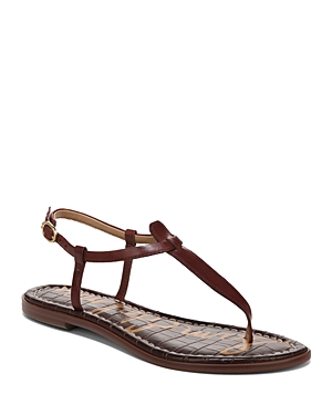 Sam Edelman Gigi Womens Leather Flats Thong Sandals In Maple Brown