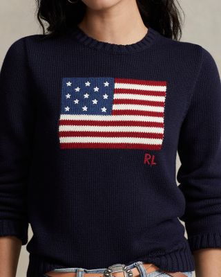 売れ筋商品|||ラルフローレン ニット&セーター レディース アウター FLAG MOTIF COTTON CREWNECK SWEATER - Jumper - red/multi-colored Polo Ralph Lauren FLAG MOTIF COTTON CREWNECK SWEATER