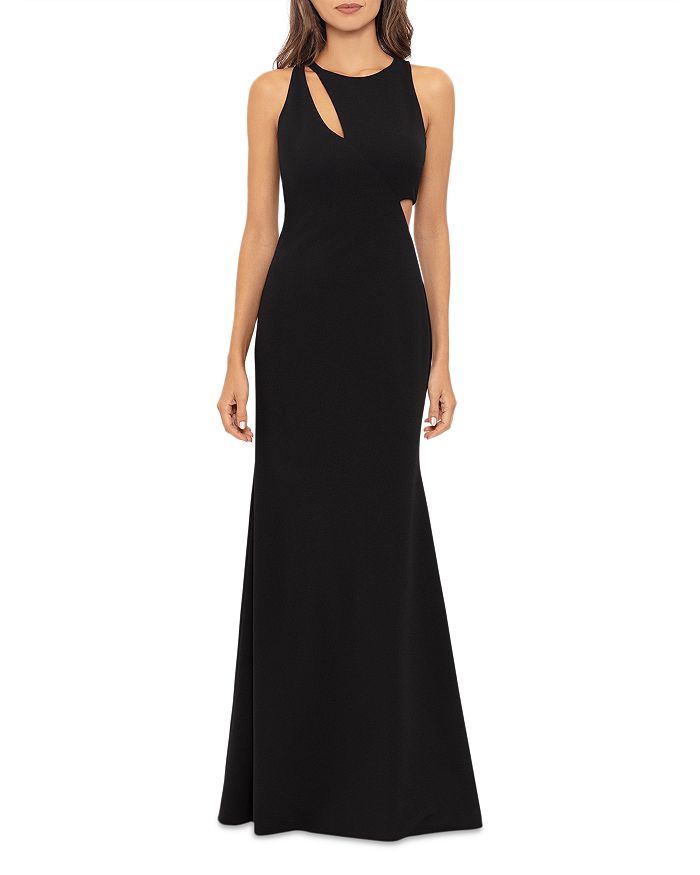 AQUA Scuba Crepe Cut Out Evening Gown 100 Exclusive