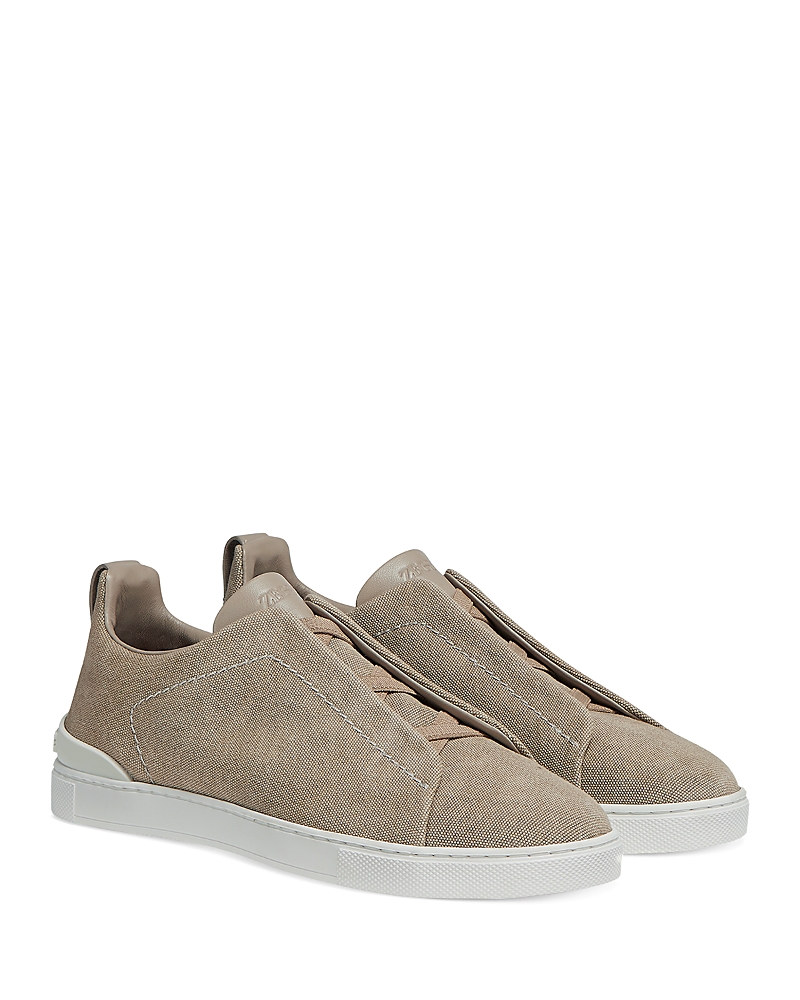 Zegna Triple Stitch Sneakers In Light Beige