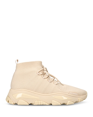 Kurt Geiger Men's Lettie Knit Lace Up Sneakers In Dark Beige