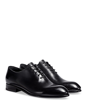 Shop Zegna Men's Black Hand-buffed Leather Vienna Evening Wholecut Oxford Shoes