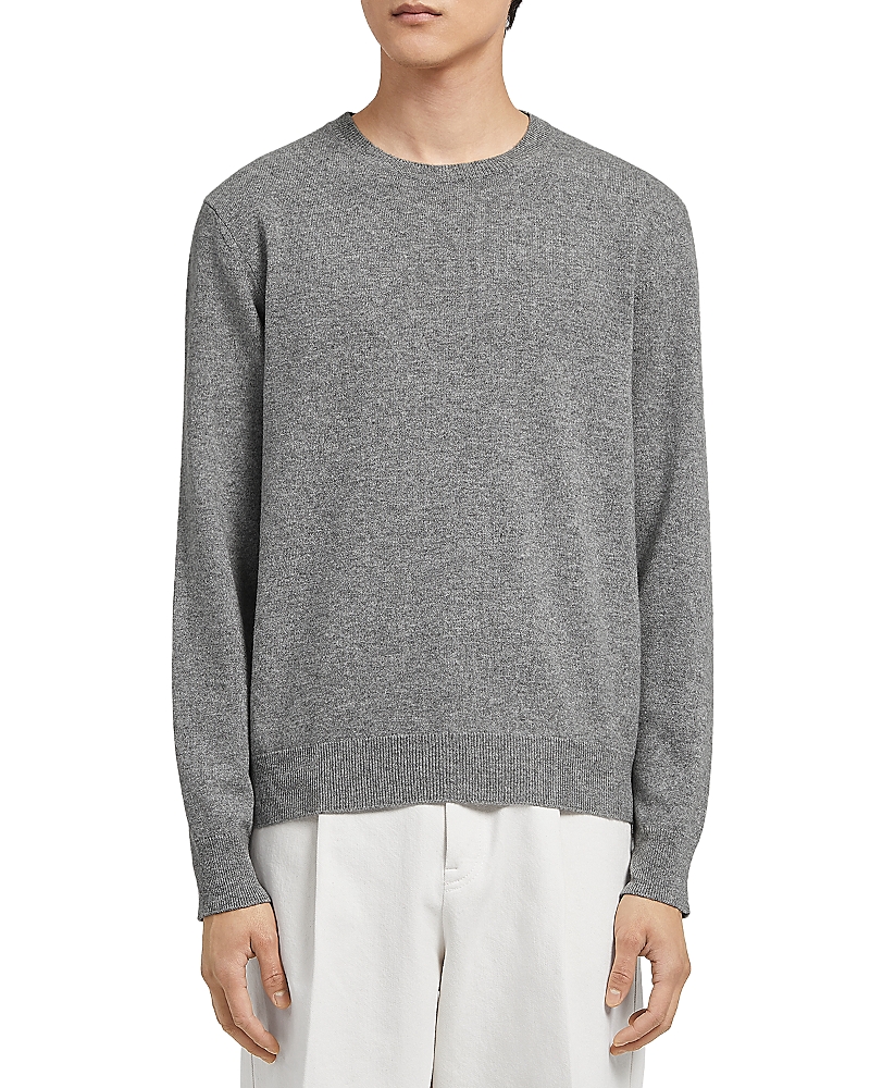 Shop Zegna Oasi Cashmere Crewneck Sweater In Light Gray