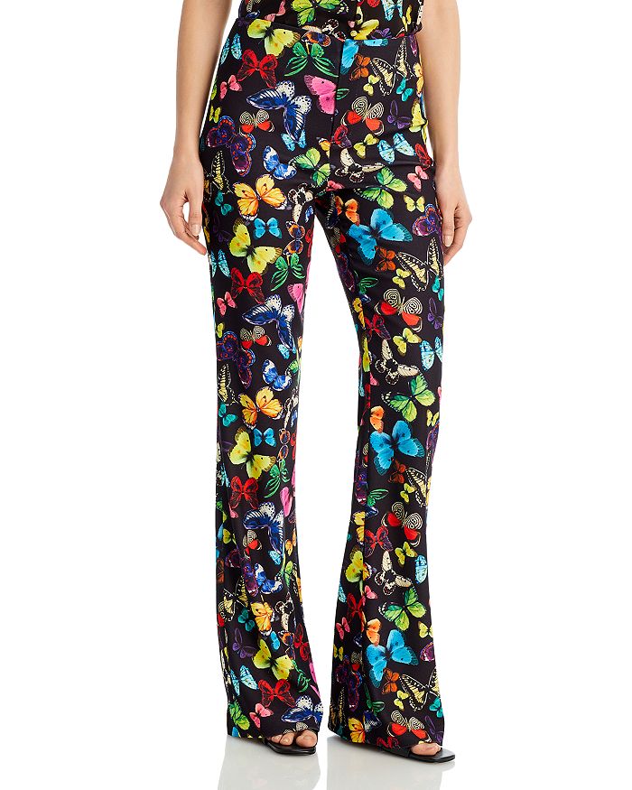 Alice and Olivia Butterfly Print Teeny Fit Flare Bootcut Pants