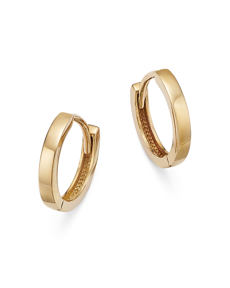Moon & Meadow 14k Yellow Gold Extra Small Polished Flat Huggie Hoop Earrings In Gold