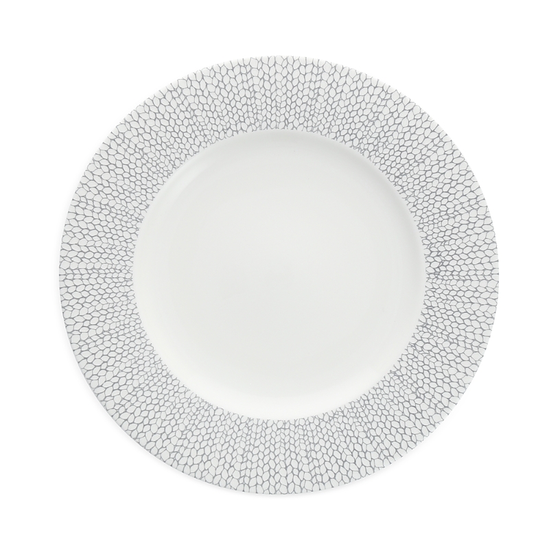 Fortessa Amanda Embossed Dinner Plate, Set Of 4 In Gray/white
