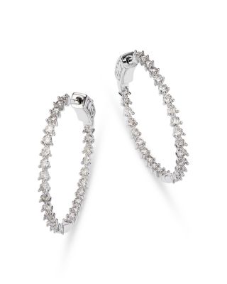 Bloomingdale's Fine Collection - Diamond Inside Out Medium Hoop Earrings in 14K White Gold, 1.50 ct. t.w. - Exclusive