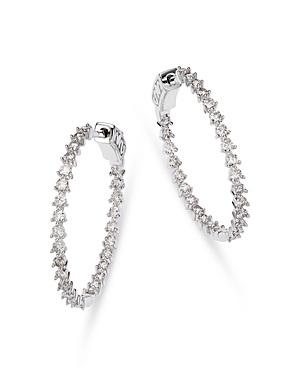 Bloomingdale's Diamond Inside Out Medium Hoop Earrings In 14k White Gold, 1.50 Ct. T.w. - 100% Exclusive