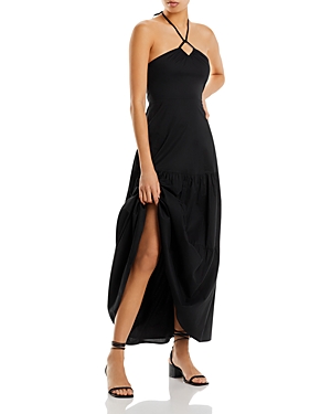 Aqua Cotton Halter Maxi Dress - 100% Exclusive In Black