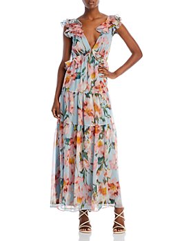 AQUA - Floral Print Ruffle Maxi Dress - 100% Exclusive