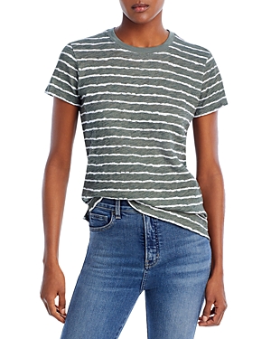 Atm Anthony Thomas Melillo Schoolboy Crewneck Stripe Tee In Olive Drab