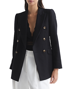 Shop Reiss Laura Double Breasted Blazer In Black
