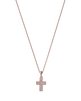 Bloomingdale's - Diamond Cross Pendant Necklace in 14K Rose Gold, 0.20 ct.t.w. - 100% Exclusive