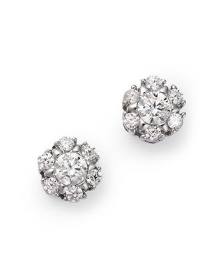 Bloomingdale's Fine Collection - Diamond Flower Stud Earrings in 14K White Gold, 0.25 tcw