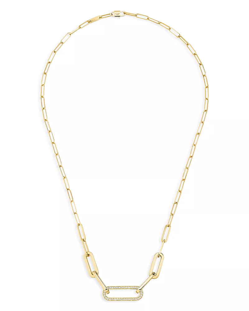 Dihn Van 18K Yellow Gold & Diamond Large Maillon L Necklace, 17.7