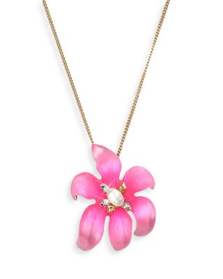 Alexis Bittar - Lily Lucite Flower Pendant Necklace in 14K Gold Plated, 16"-18"
