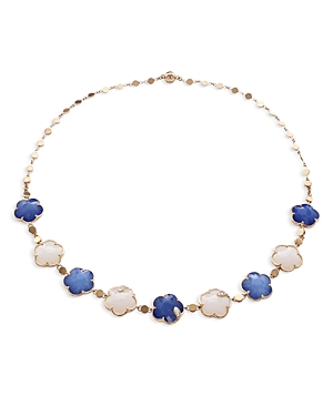 Pasquale Bruni 18k Rose Gold Ton Joli Multi Stone & Diamond Flower Collar Necklace, 16.5 In Blue/white