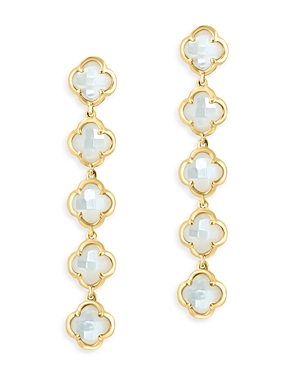 Bloomingdale's Mother Of Pearl Clover Drop Earrings In 14k Yellow Gold - 100% Exclusive In White/yellow