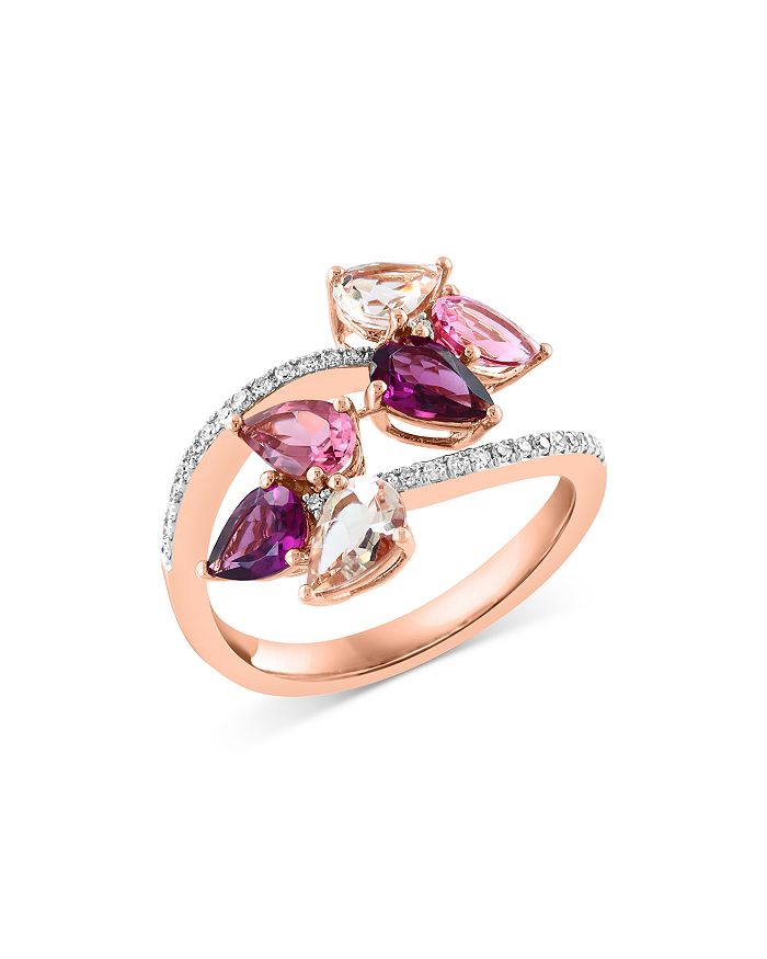 Bloomingdale's - Rhodolite, Pink Tourmaline, Morganite & Diamond Crossover Ring in 14K Rose Gold - 100% Exclusive