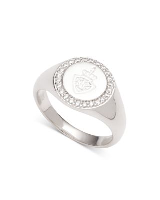 Ralph Lauren Sterling Silver Cubic Zirconia Logo Signet Ring Bloomingdale s