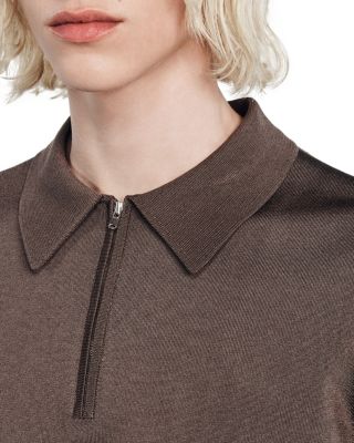 Knitted Polo Shirt with Zip Collar