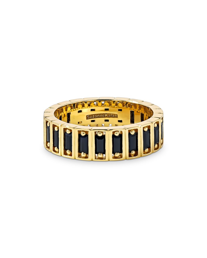 Suzanne Kalan Men's 18K Yellow Gold Inlay Black Sapphire Eternity Band in Black/Yellow