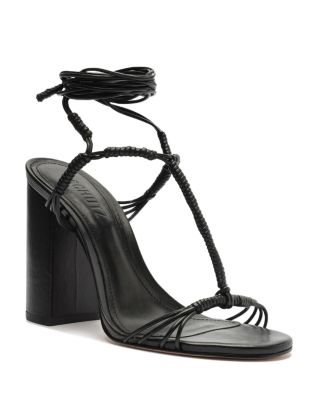SCHUTZ - Women's Amunet T Strap Ankle Tie Block Heel Sandals