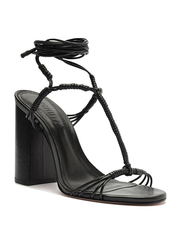 SCHUTZ Women s Amunet T Strap Ankle Tie Block Heel Sandals