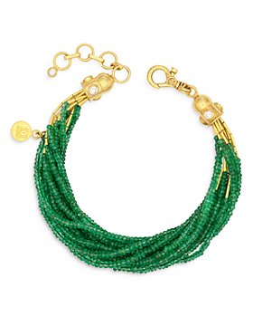 Gurhan - 24K Gold Rain Diamond & Emerald Beaded Multi-Strand Bracelet