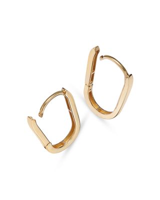 14K Yellow Gold Square Tube Hoop Earrings