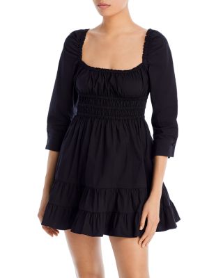 knee length dresses for ladies Women's Poplin Ruffle Smocking Tiered Mini Dress main image 1