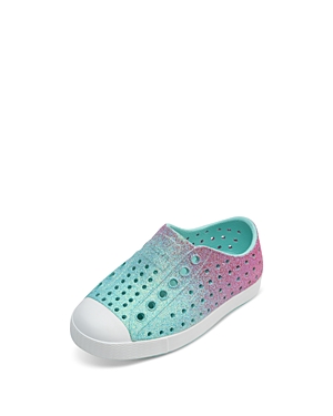 Native Girls' Jefferson Bling Glitter Waterproof Slip On Sneakers - Toddler, Little Kid In Hollywood Hydrandgea Bling/shell White