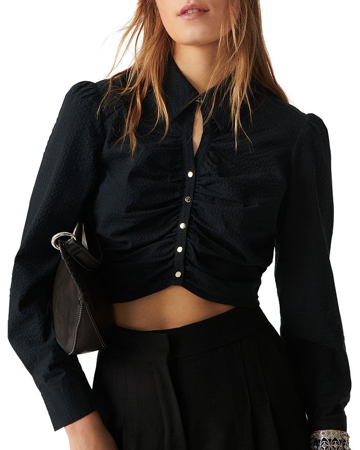 ba&sh Kari Cropped Button Down Shirt Bloomingdale's