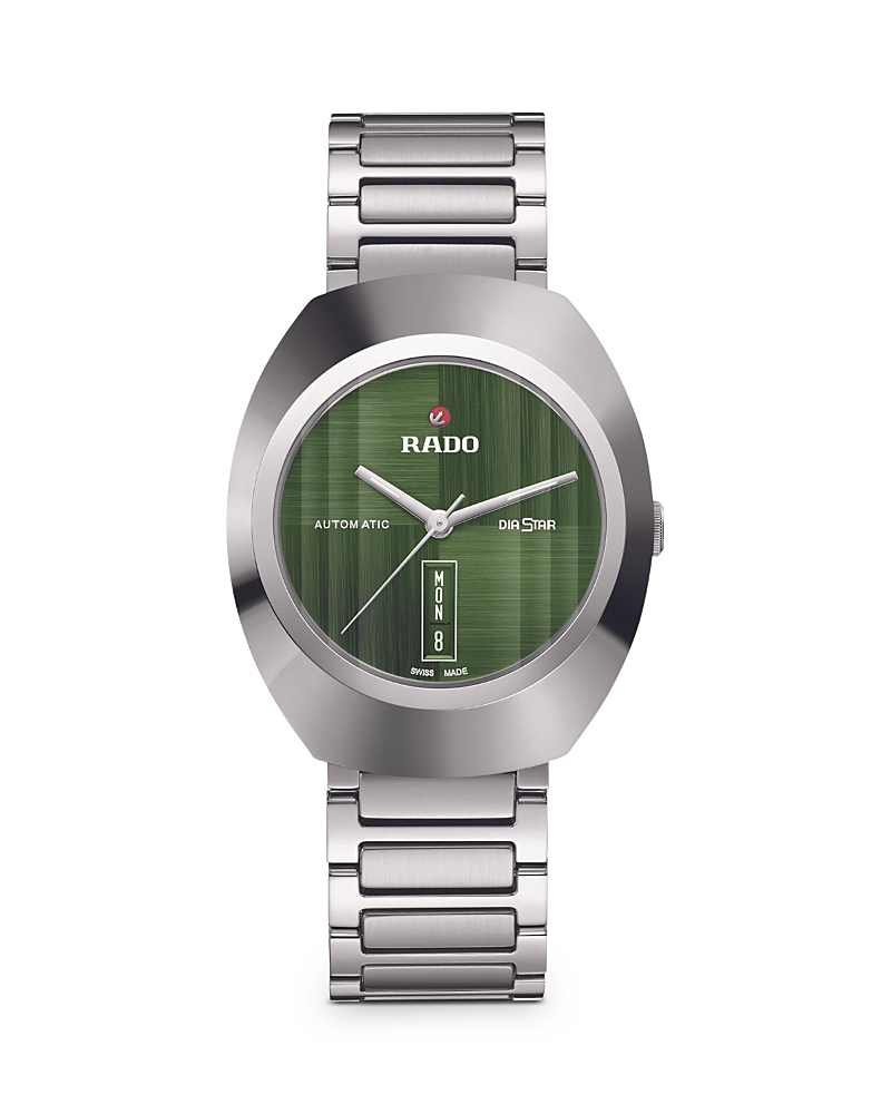 Rado Unisex Swiss Automatic Diastar Original Stainless Steel Bracelet Watch 38mm In Green/silver
