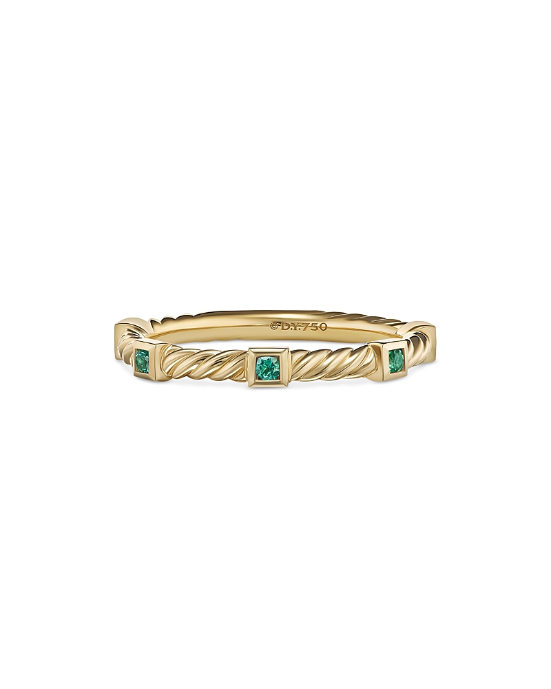David Yurman 18K Yellow Gold Cable Sapphire Stack Band Ring