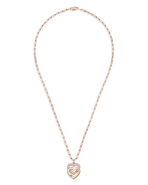 Shop Dinh Van 18k Rose Gold Double Coeurs Diamond Pendant Necklace, 17.7