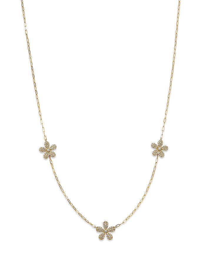 Bloomingdale's - Diamond Flower Station Necklace in 14K Yellow Gold, 0.50 ct. t.w. - 100% Exclusive