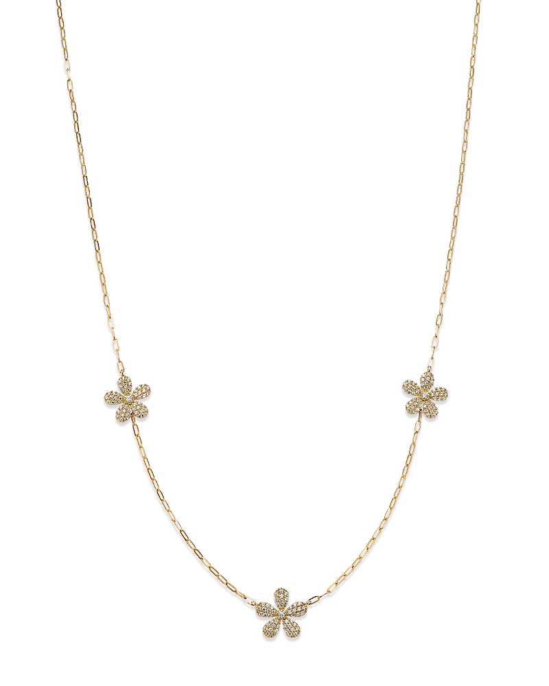 Bloomingdale's Fine Collection Diamond Flower Station Necklace in 14K Yellow Gold, 0.50 tcw