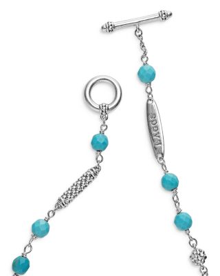 Sterling Silver Caviar Icon Turquoise Beaded Bracelet