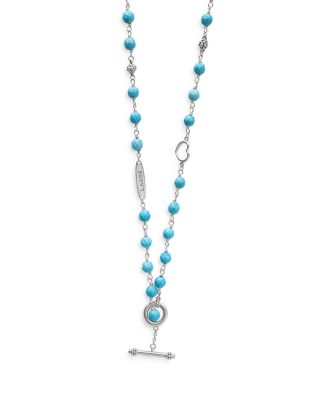 Sterling Silver Caviar Turquoise Bead Station Necklace, 16"-18"