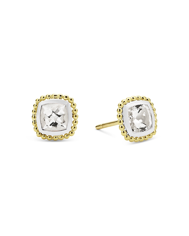 Lagos Caviar Color White Topaz Stud Earrings In White/gold