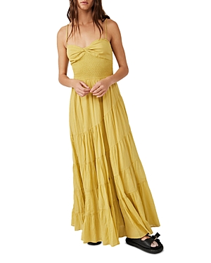 Free People Sun Drenched Solid Maxi Dress In Bitter Oil