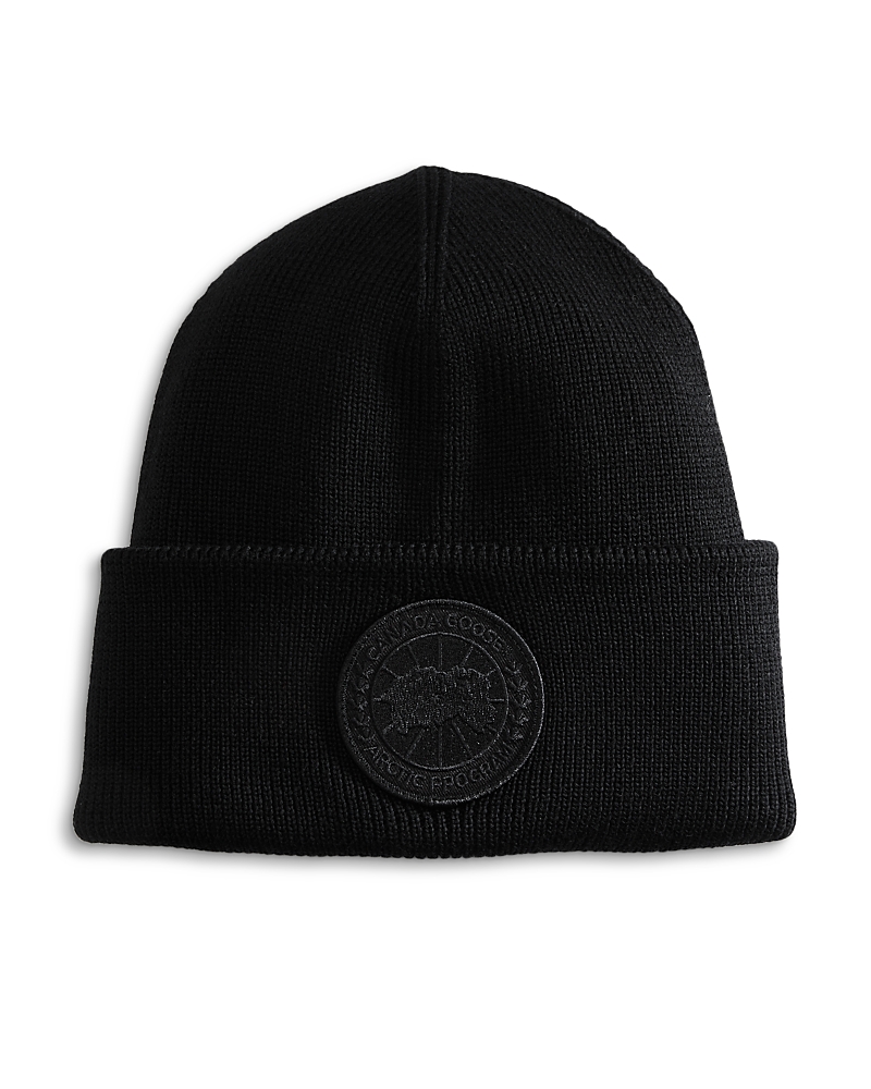 Canada Goose Arctic Disc Ribbed-knit Beanie In Black/ Black
